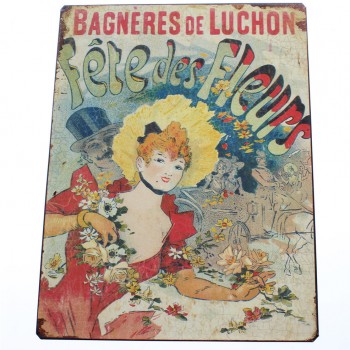 Plaques murales métal déco Bagnères de Luchon 24 x 32 cm